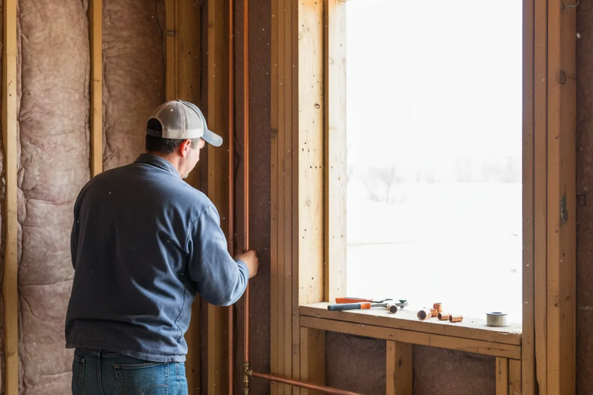 Licensed plumber running new copper supply lines in a Pelion home