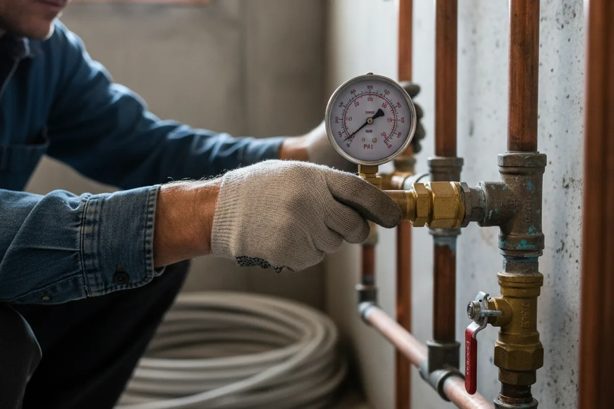 Pressure testing a repaired line during Water Line Repair in Pelion